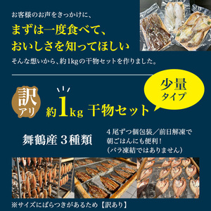 訳あり 干物 約1kg （3種類） 舞鶴産 お試し 干物 セット 
