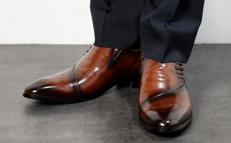 【25.0cm】＜MURATA ORIGINAL 本革紳士靴 サイドシューデザイン 9210848 ブラウン 靴紐の調整位置がサイドに! ビジネス カジュアル 当店主力商品 24.5~27.0cm 1