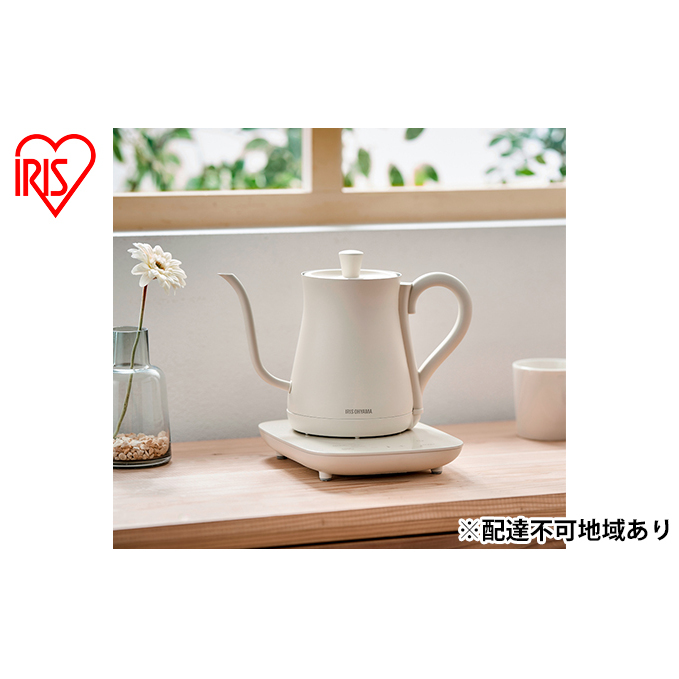 アイリスオーヤマ ケトル 0.6L IKE-C601T-CW ホワイト 電気ポット ポット 電気ケトル ドリップケトル 細口 細口ポット 細口ケトル 湯沸かし 温度調節 保温 保温機能 空焚き防止 おしゃれ キッチン家電 電化製品 家電 宮城 宮城県 大河原 大河原町