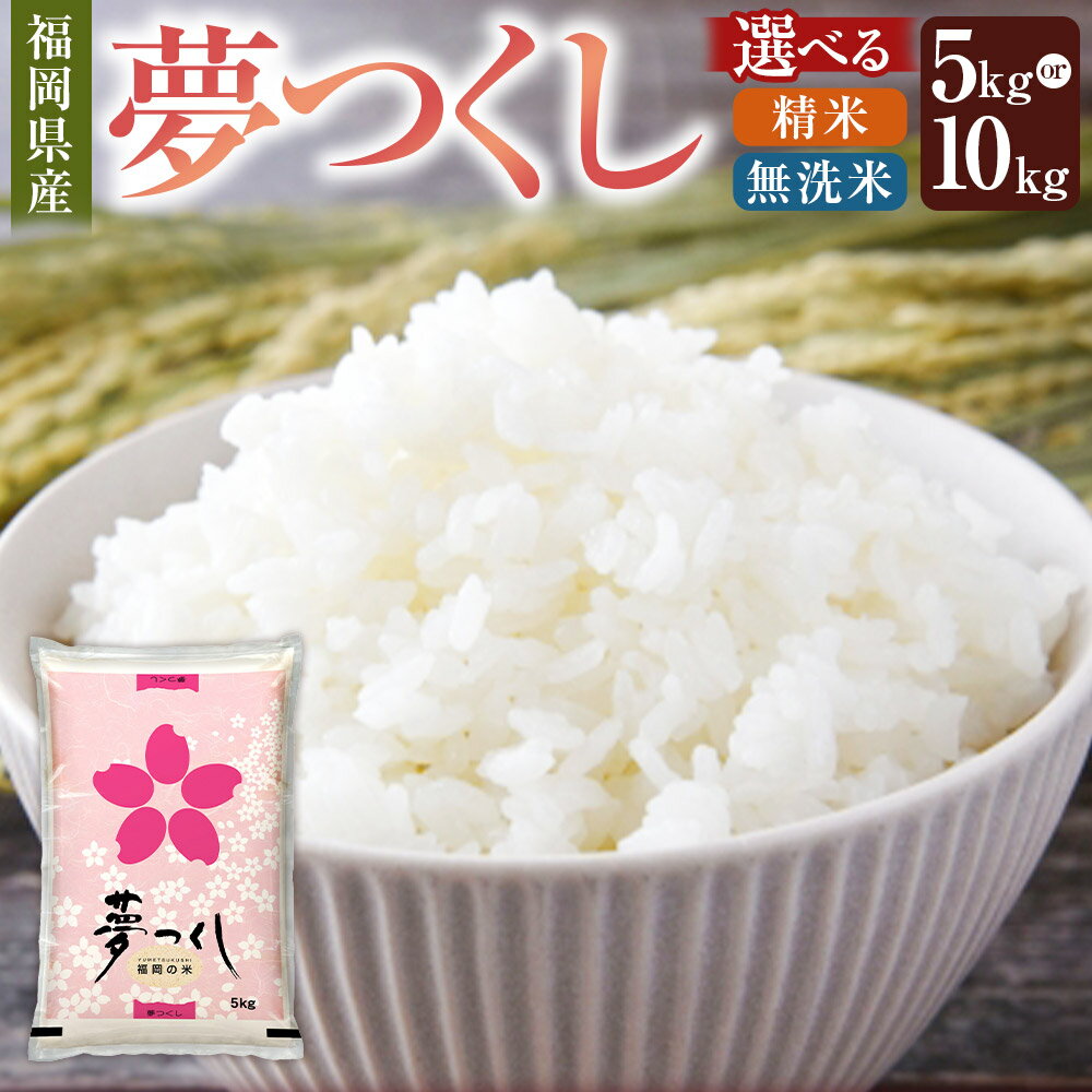 【ふるさと納税】 福岡県産 夢つくし 精米 ／ 無洗米 （ 5kg ／ 10kg ） ＜選べる 種類 ／ 容量＞ 《令和7年産》 米 お米 こめ コメ ごはん ご飯 白米 令和7年度米 単一原料米 ブランド米 福岡県 うきは市 常温 送料無料