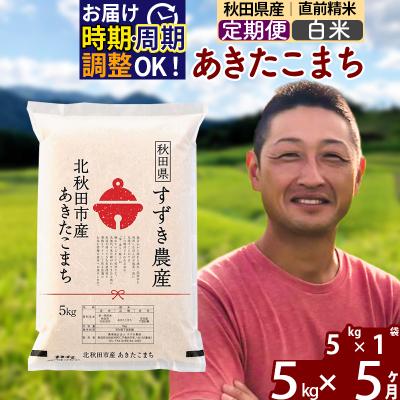 ふるさと納税 北秋田市 令和7年産《定期便5ヶ月》秋田県産 あきたこまち 5kg【白米】|szap-10305