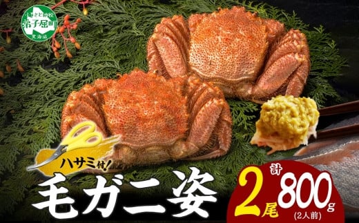
            3357. カニ 蟹 毛蟹 2尾 計800g前後 食べ方ガイド・専用ハサミ付 カニ かに 蟹 海鮮 ボイル 送料無料 北海道 弟子屈町
          