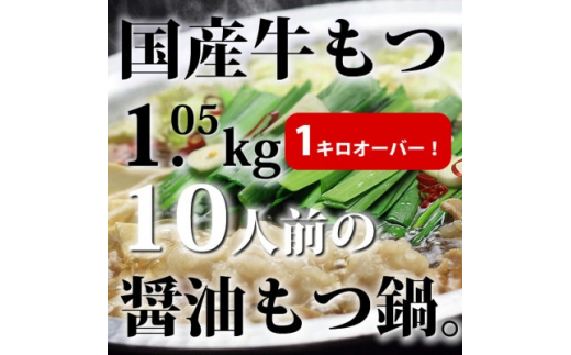 
国産牛もつ1kgオーバー!和風醤油もつ鍋10人前[牛もつ1.05kg/和風醤油スープ付](吉富町)【1438506】
