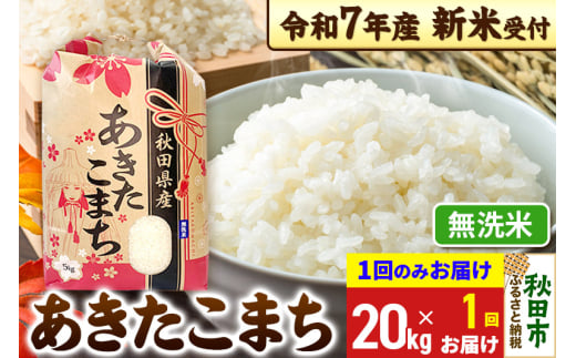 《令和7年産 新米受付》あきたこまち 20kg(5kg×4袋) 【1回のみお届け】【無洗米】秋田県産 こまちライン