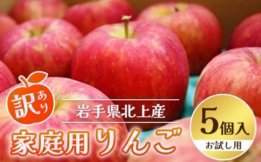 【2025年9月発送開始予定の予約受付】北上産 家庭用 お試し りんご 5個 農家支援品 黄王 つがる ジョナゴールド 星の金貨 スリムレッド ふじ フジ シナノゴールド 王林 冷蔵 季節限定 数量限定 食べきり 人気 訳あり 岩手県 北上市 A0360 北上の八百屋 P&Cリンク 農家支援品