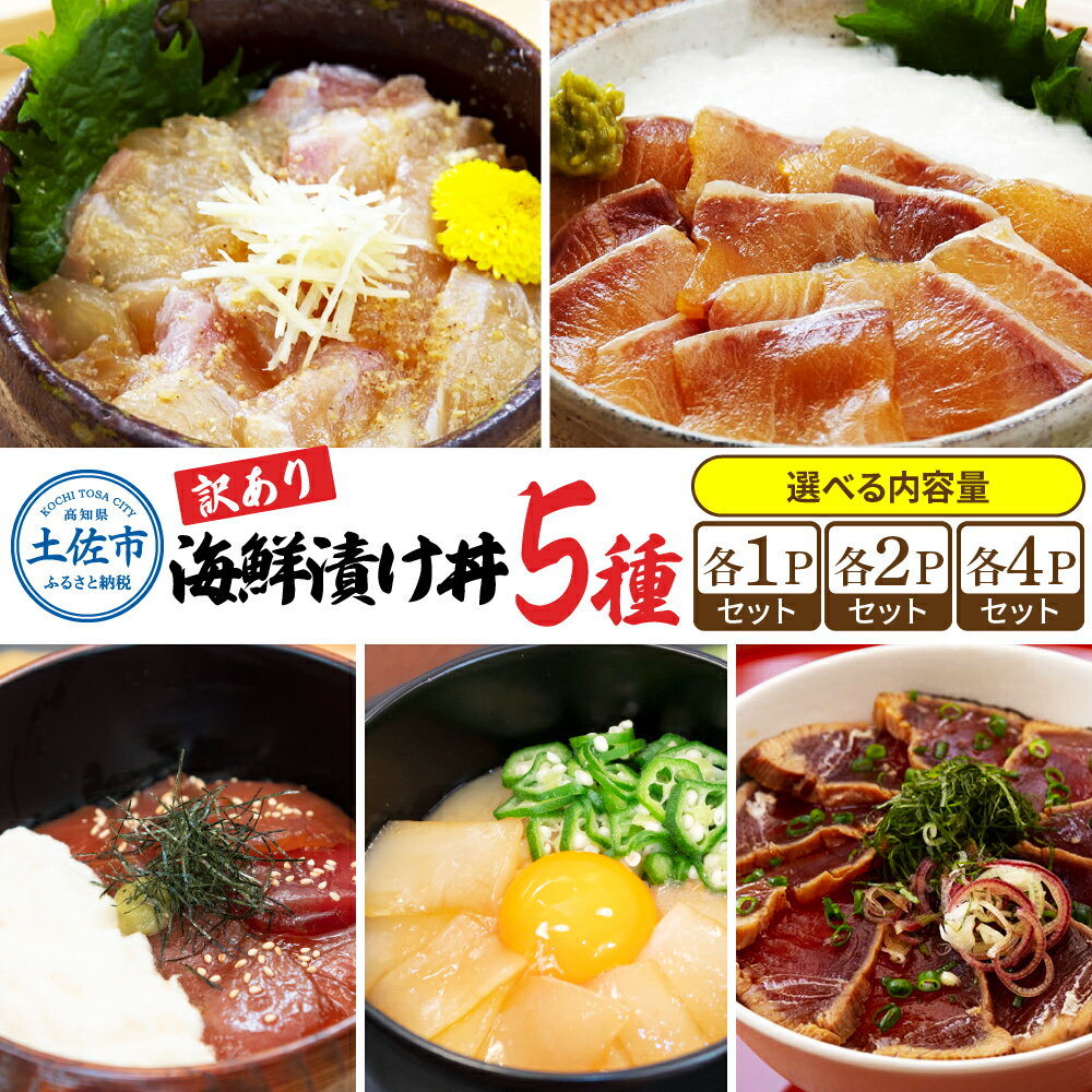 【ふるさと納税】訳あり 海鮮漬け丼セット 5パック 10パック 20パック 漬け丼 海鮮丼 まぐろ いか ぶり 鯛 かつおのたたき 鰹タタキ 訳アリ 不揃い 規格外 わけあり 食べ比べ 海鮮 魚介類 水産加工品 冷凍 食品 保存食 小分け 一人暮らし 簡単 高知 惣菜 故郷納税 6000円～
