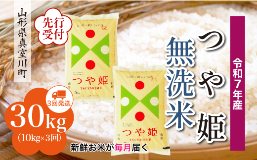 ＜令和7年産米先行受付＞ 真室川町産 特別栽培米 つや姫 【無洗米】 定期便 30kg （10kg×1ヶ月間隔で3回お届け）＜配送時期指定可＞