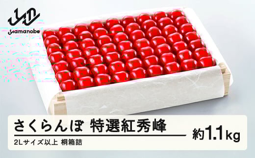 《先行予約》2026年 山形県産 特選紅秀峰 桐箱詰め 約1100g 2L以上 やまのべ多田耕太郎のさくらんぼ サクランボ F20A-061