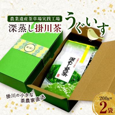 ふるさと納税 掛川市 掛川の小さな茶農家直送 農業遺産茶草場実践工場 深蒸し掛川茶「うぐいす」 200g×2