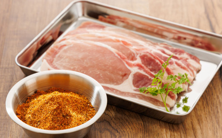 北海道産 豚肉 味付き スパイシーポーク(カレー味) 一子相伝のスパイス使用　50g×3枚【配送不可地域：離島】【1547382】