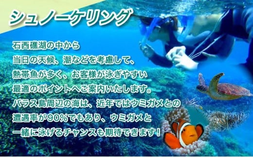 【小浜島発】幻の島上陸＋ウミガメとシュノーケリング♪　無料『マーメイド体験、シャワー、お食事、小浜観光』【 旅行 体験チケット観光 大自然 体験ツアー 観光 沖縄 アクティビティ シュノーケリング 】