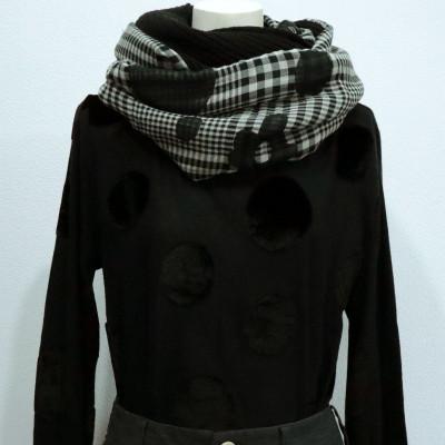 ふるさと納税 見附市 花柄ジャガードスヌード C/#ブラック |  | 02