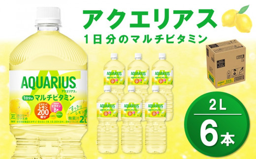 アクエリアス 1日分のマルチビタミン PET 2L (6本)【アクエリ スポーツ飲料 夏バテ予防 水分補給 ビタミン補給 ビタミンC ミネラル クエン酸 2L 2リットル ペットボトル ペット スポーツ イベント】K090069