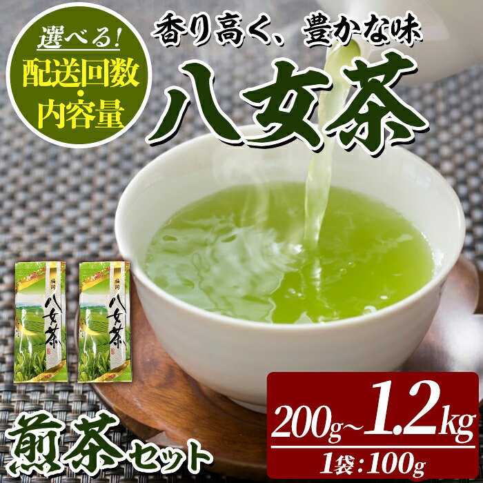 【ふるさと納税】≪配送回数選べる≫八女茶 煎茶 セット (100g×2袋) 茶 お茶 八女茶 煎茶 パック 福岡県産 常温 常温保存 常温配送 定期便 頒布会【木村食品】
