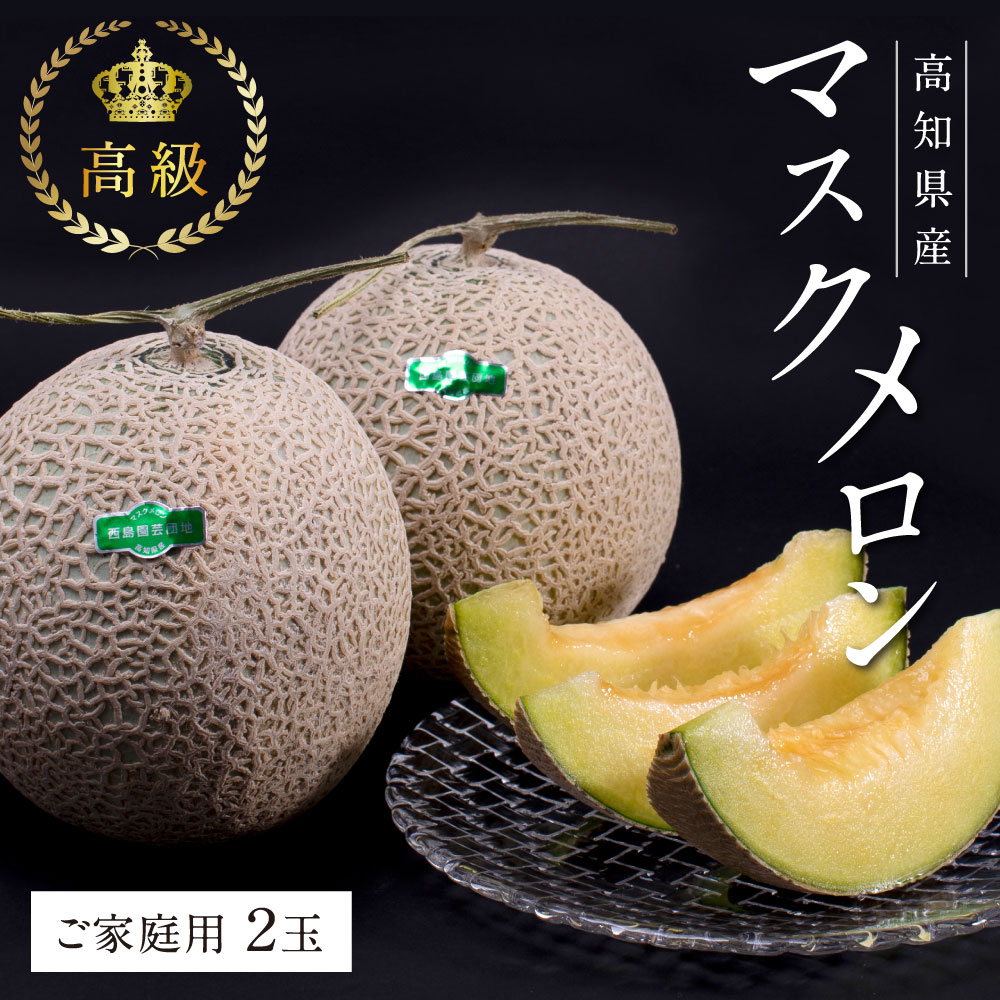 【CF-R7hbk】SKS024　緊急支援　高知県産 高級マスクメロン（ご家庭用）2玉入〈南国市共通返礼品〉【発送期間：4月～12月（9カ月）】【1月～3月は気候温度不安定の為出荷不可となります。】