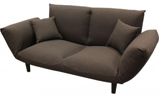 背もたれ＆両肘リクライニング・バゲットソファ　クッション２個付き（モカブラウン）　リクライニングソファ ソファ カウチ カウチソファ 椅子 いす イス クッション 二人掛け ２人掛け ふたり掛け ふたりがけ ウレタン 家具 インテリア おしゃれ シンプル コンパクト ウレタン 引越し 引っ越し 山梨 市川三郷[5839-9395]