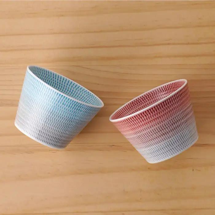 【波佐見焼】 色染流し そばちょこ 2点セット 赤・水色  食器 皿 【一真陶苑】 [BB17]  波佐見焼