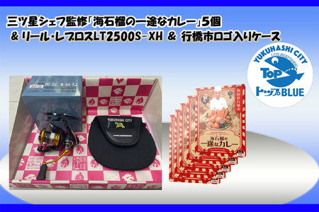 BS-022_三ツ星シェフ監修「海石榴の一途なカレー」5個＆リール・レブロスLT2500S-XH＆行橋市ロゴ入りケース