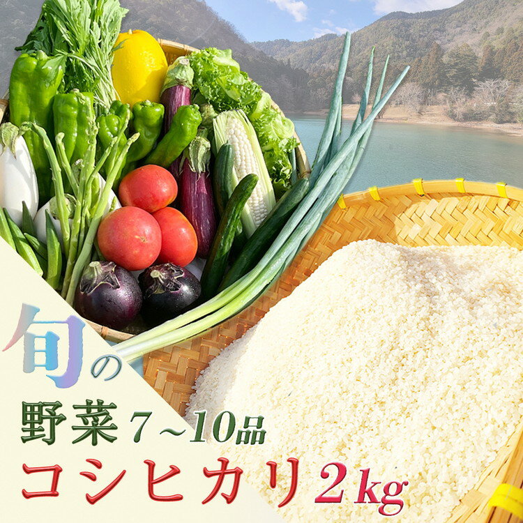 【ふるさと納税】米 定期便 コシヒカリ 2kg &旬の野菜 7～10品セット 1回 6回 12回 京都 佐伯の里 新鮮 野菜 新米 定期便 6ヶ月 12ヶ月 京都丹波 亀岡産 季節の野菜 訳あり 生活応援 ※北海道・沖縄・離島への配送不可【令和7年産米 先行予約】2025年9月下旬頃より順次発送