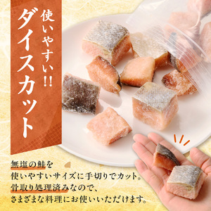 【訳あり】北海道斜里町産 骨取り無塩 天然ダイスサーモン 2kg【無添加】【配送不可地域：離島・沖縄県】【1654865】