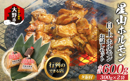  星山ホルモン 白 ミックス 600g お試し 小分け 食べ比べ セット（各300g・たれ付）ホルモン鍋