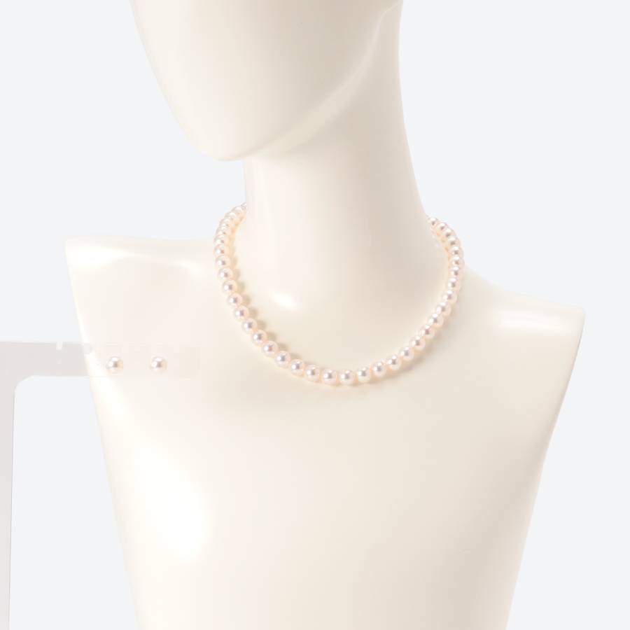 アコヤパール　ネックレス・ピアスセット（E8.5ｍｍ）セット（ピンク）４　鑑別書付(MKhp-022)
