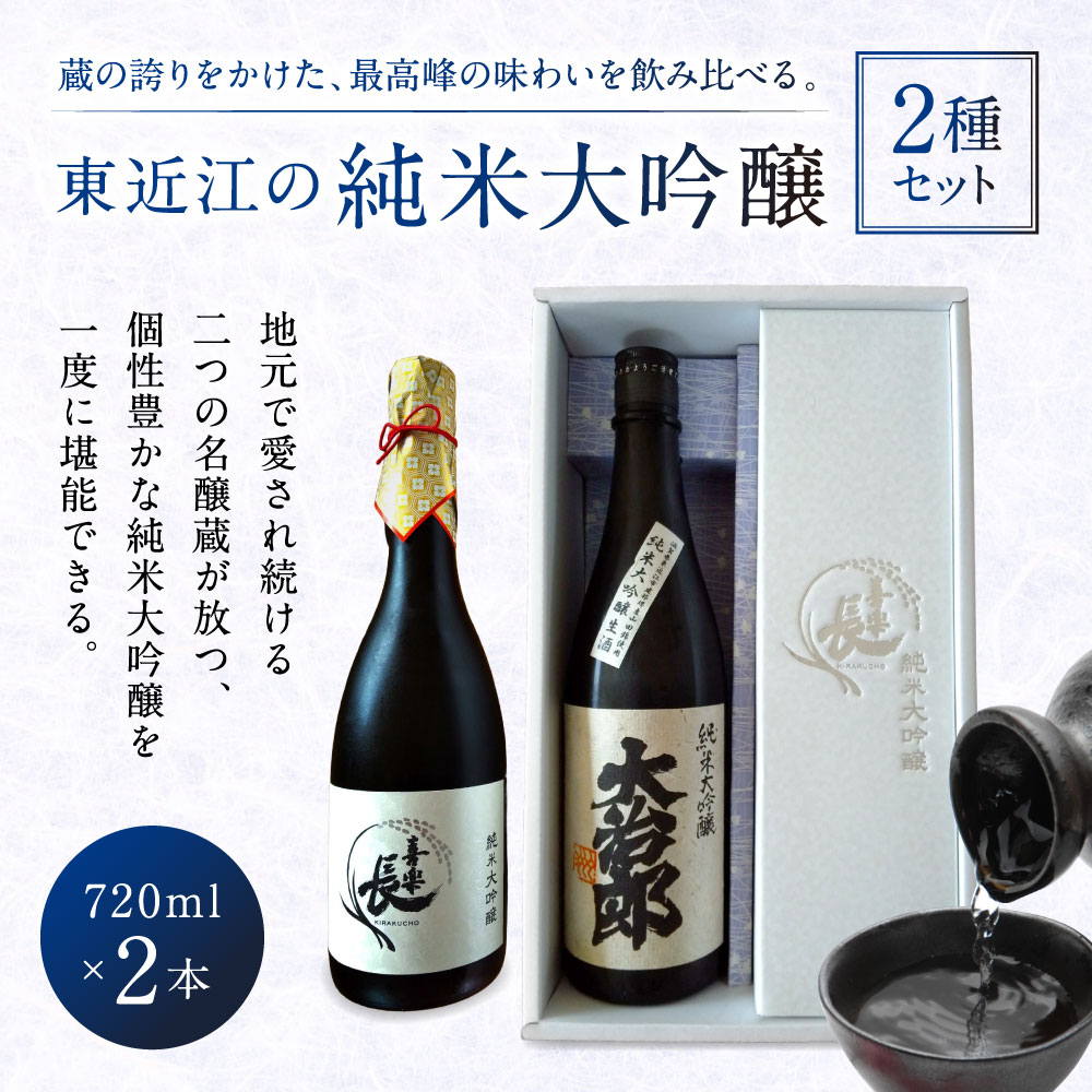 東近江の純米大吟醸2種セット(720ml 2本入り) こいずみ酒店 滋賀県 東近江市 11-116-0002 日本酒 飲み比べ セット 純米大吟醸 720ml 2本 地酒 滋賀 喜楽長 大治郎 辛口