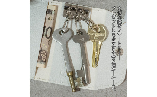 スリムキーケース３連 Liete 日本製 革製品 本革 レザー 手作り ミントグリーン ミントグリーン ミントグリーン