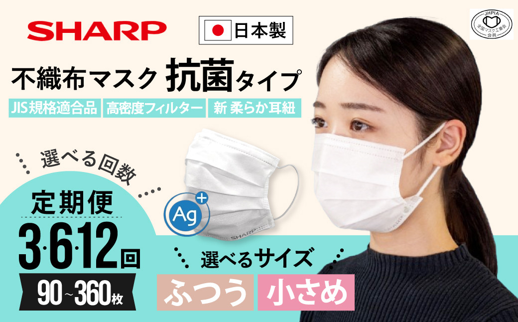 
            【定期便】シャープ製 抗菌タイプ 不織布マスク ふつう 小さい サイズ 30枚入 | 日本製 国産 シャープ SHARP sharp 不織布 マスク ますく プリーツ型 飛沫 対策 日用品 おすすめ 人気 普通 標準 白 三重県 多気町
          