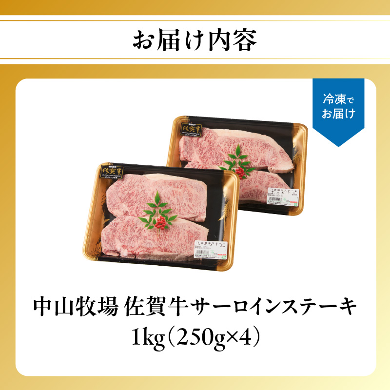 【10月配送】中山牧場 佐賀牛サーロインステーキ 1kg