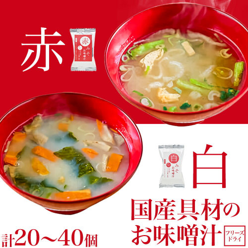 フリーズドライ 味噌汁 国産具材の赤白お味噌汁 選べる 20食or 24食 or 30食 or 40食 株式会社味季屋《30日以内に出荷予定(土日祝除く)》 和歌山県 日高川町 みそ 赤味噌 白みそ インスタント あごだし かつおだし