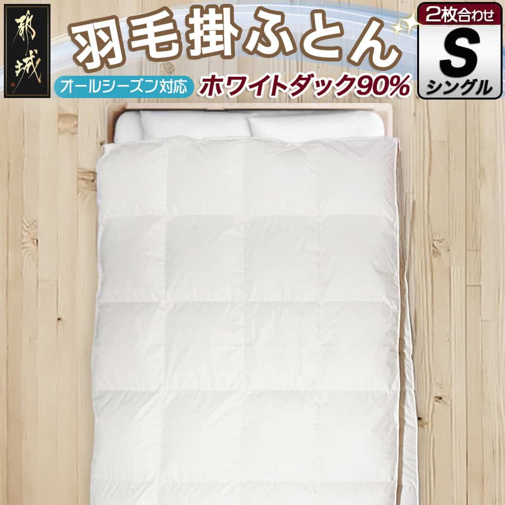 【ふるさと納税】2枚合わせ羽毛掛ふとん ホワイトダック90％【S】 - オールシーズン対応 合掛け 肌掛け 羽毛 日本製 寝具 布団 掛け布団 シングル 羽毛布団 送料無料 AN-E104 【宮崎県都城市は2年連続ふるさと納税日本一！】