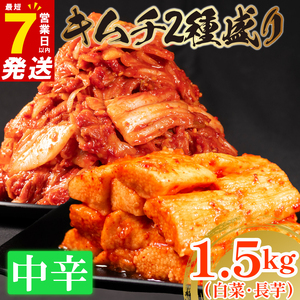 【 旨辛 】 中辛 白菜 キムチ 1kg+ 長芋キムチ 500g 計1.5kg  小分け