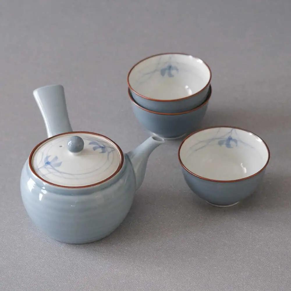 【波佐見焼】グレー蘭 急須茶器揃 湯呑み 茶器 食器【西海陶器】[OA491]