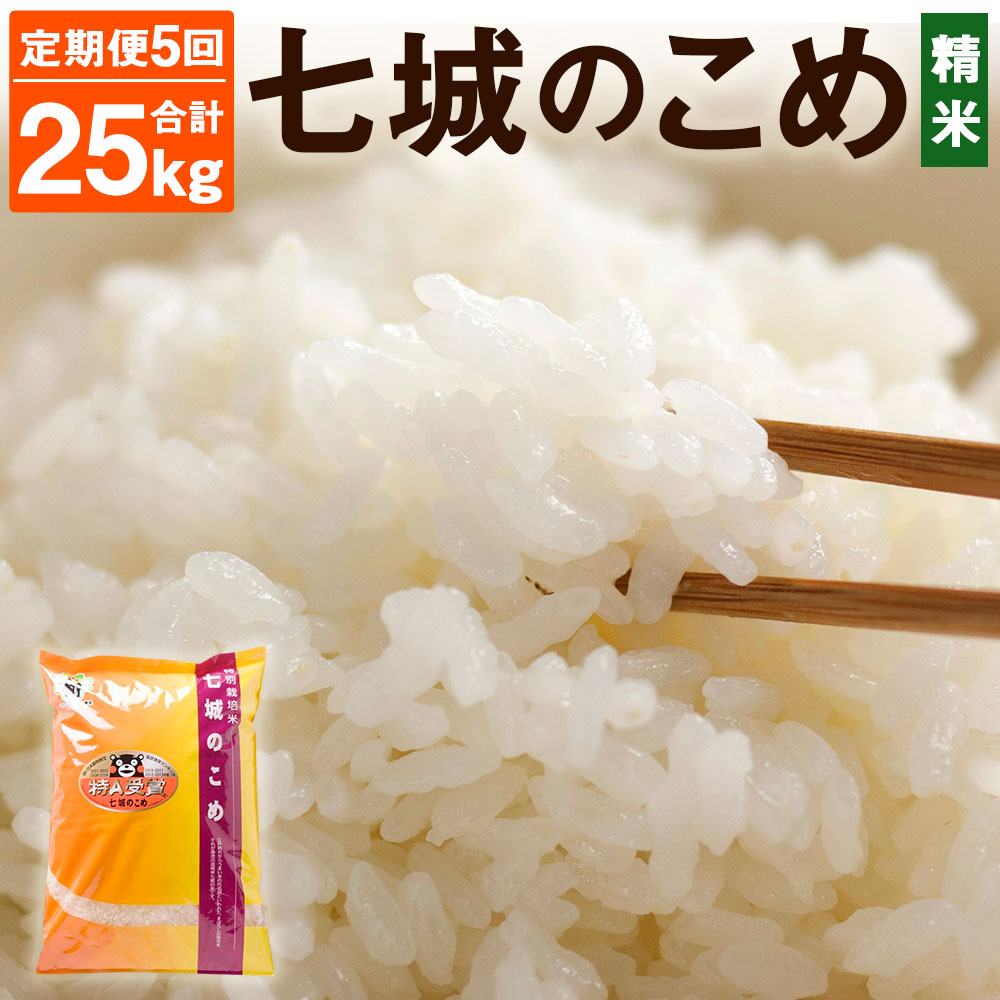 【ふるさと納税】【5ヶ月定期便】七城のこめ 精米 合計25kg 5kg×5回 5回お届け ヒノヒカリ ひのひかり 《お申込みの翌月から出荷予定》お米 米 白米 九州産 熊本県産 送料無料
