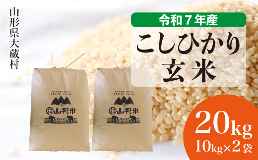 
                  ＜令和7年産＞ こしひかり 【玄米】 20kg （10kg×2袋）＜数量限定・配送時期選べます＞　山形県 大蔵村
                