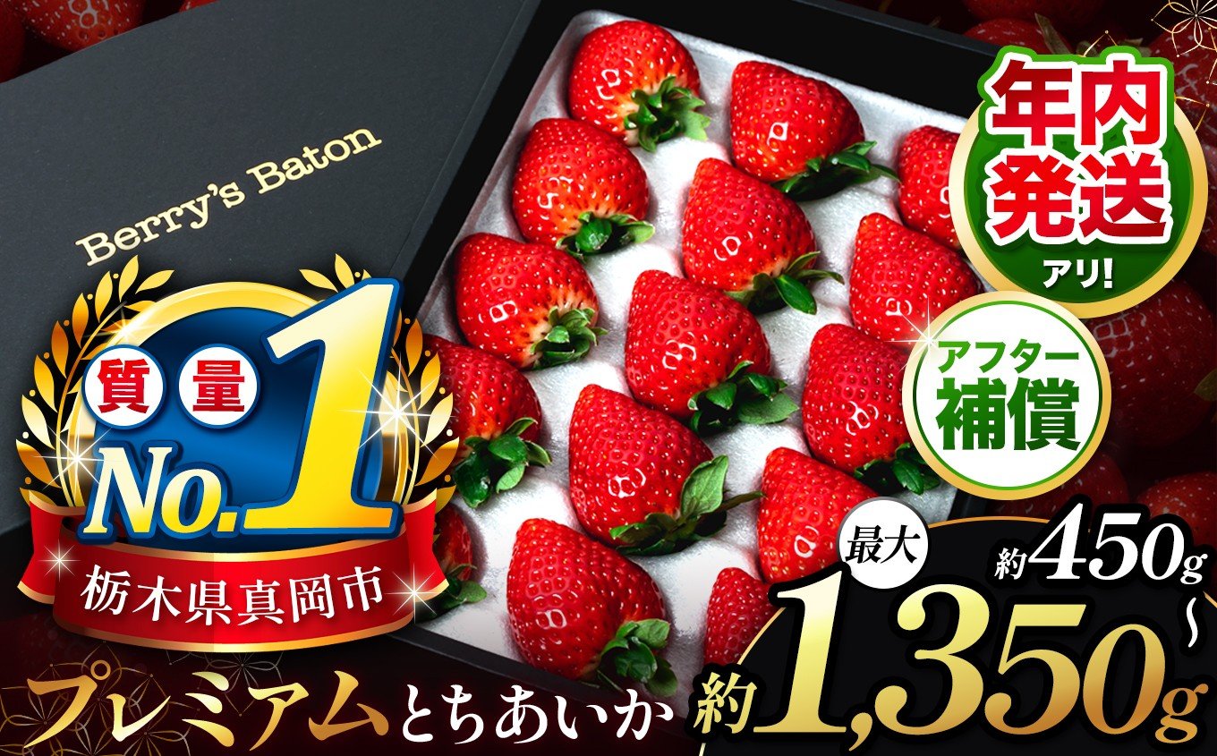 
            とちあいか贈答用 黒箱450g ｜選べる 定期便 1回 2回 3回 栃木県 真岡市 果物 苺 イチゴ 人気 数量限定 ギフトBOX 日本一 いちご王国栃木の首都もおか 農林水産大臣賞 受賞 生産者 JGAP認証の農家セレクト ギフトBOX
          