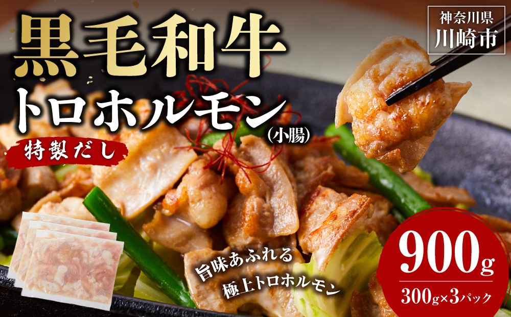 
                  黒毛和牛トロホルモン（小腸）　特製だし0.9kg ( 300g ×3パック )【配送月が選べる】
                