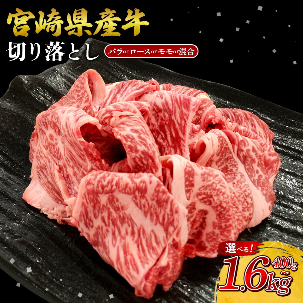 【ふるさと納税】【部位/容量 選べる】宮崎県産 黒牛 切り落とし ロース バラ モモ 混合 400g 800g 1.6kg 赤身 牛肉 切り落としセット 肉 お肉 牛 国産牛 食べ比べ セット 小分け 真空パック コスパ 冷凍 贈答 ギフト 人気 国産 えびの市 送料無料