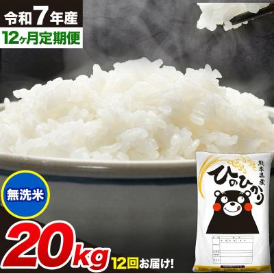 ふるさと納税 南阿蘇村 令和7年産【12ヶ月定期便】 無洗米 ひのひかり 20kg 《お申し込みの翌月から出荷》