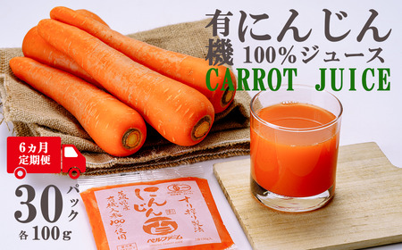 【6ヵ月連続お届け】にんじんジュース 100% 100g×30袋 にんじん