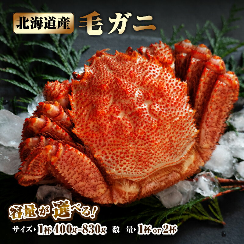 【ふるさと納税】【容量が選べる】 北海道産 毛ガニ カニ 1杯 ～ 2杯 約400 ～ 830g 国産 数量限定 新鮮 かに 浜茹で 浜中町 お取り寄せ 贅沢 グルメ ギフト プレゼント 贈り物 真空 海鮮 魚介類 海産物 食品 食べ物 ボイル 雑炊 かにみそ 冷凍 送料無料