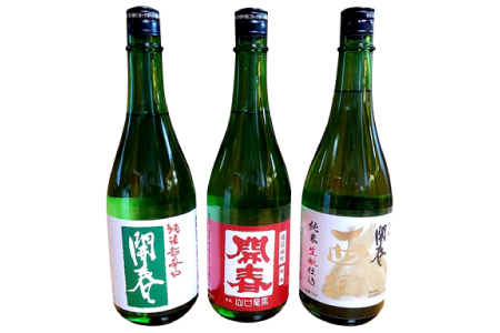 竜馬が醸す石見の地酒「開春」辛口純米酒セット【日本酒 3本 セット 3種類 720ml 開春 純米超辛口 生酛純米 西田 純米 備前雄町 辛口純米酒 辛口 純米酒 飲み比べ 4合瓶 ギフト 父の日】