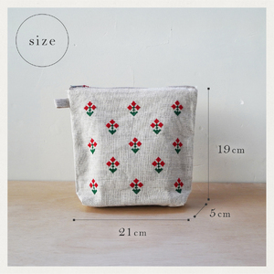 【手作業限定生産】 アルディン製ポーチ　アマリリス　織物 コットンリネン ポーチ 手作業 日用品 山梨 富士吉田