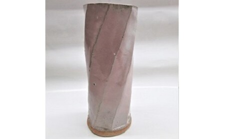 【352047000030】萩焼 8代佳炎作　白萩刃刻花入