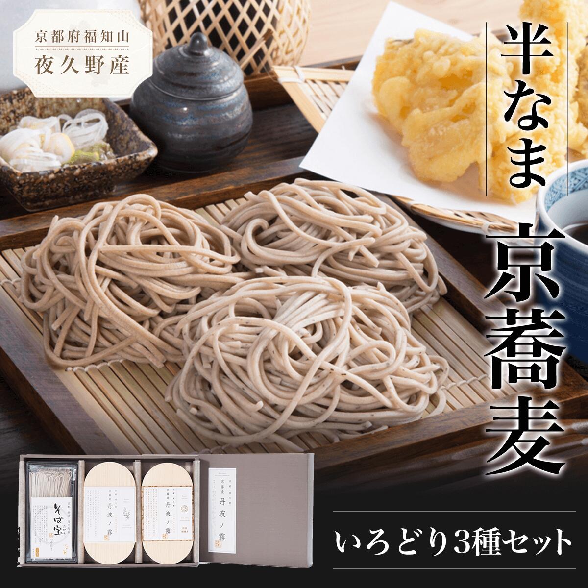 【ふるさと納税】半なま 京蕎麦 いろどり3種セット (半なま麺 (丹波ノ霧)80g×2 (焙煎粗挽きそば)80g×2 (そば宝)80g×2・濃縮つゆ25ml×6) 蕎麦 そば 小分け 備蓄 常温 人気 【fc-ZB009】【有限会社やくの農業振興団】