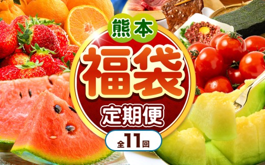 【 定期便 11回 】 熊本 福袋 |（ いちご みかん 不知火 デコポン スイカ メロン あか牛 牛肉 海苔 焼き海苔 馬肉 ユッケ ウインナー かんしょ さつまいも ） 肉 果物 フルーツ くだもの 定期 定期便 福袋定期便 熊本県 玉名市