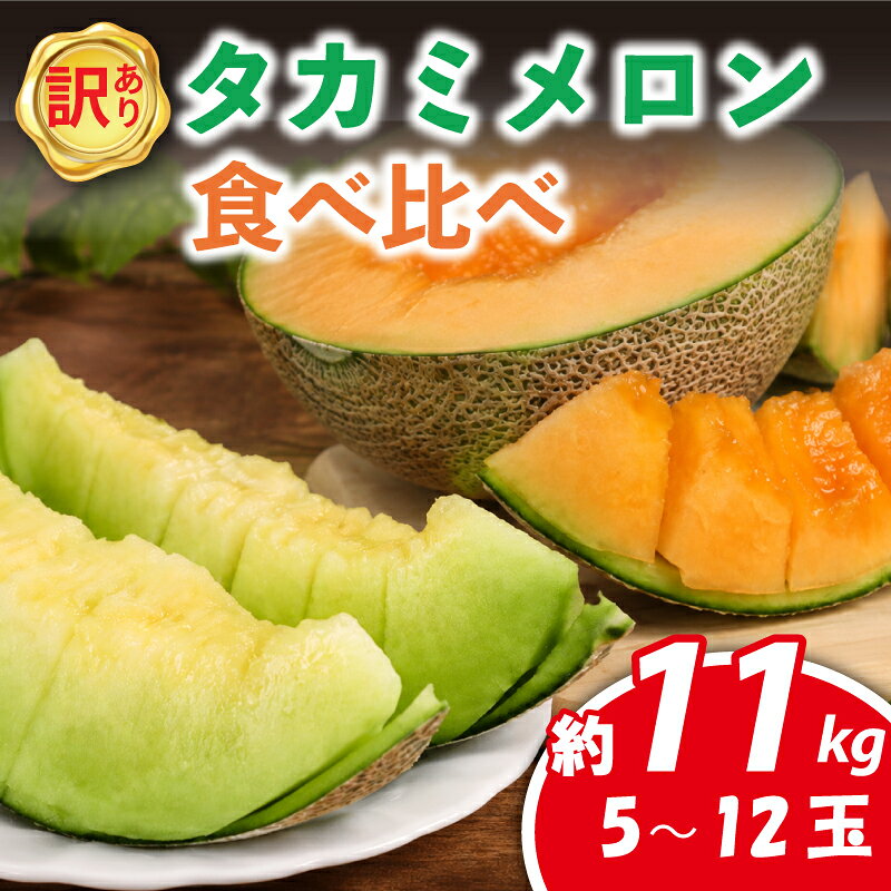 【ふるさと納税】 メロン 訳あり 食べ比べ 約 11kg 2027年発送 貴味メロン 青肉 赤肉 5 ~ 12玉 先行予約 めろん 果物 くだもの フルーツ デザート わけあり 訳アリ 訳あり品 産地直送 タカミメロン メロン 傷 不揃い おすすめ 人気 青果 送料無料 千葉県 旭市 向後メロン園