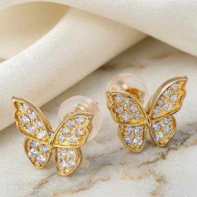 ふるさと納税 山梨県 K18YG 蝶々ダイヤモンドピアス　0.20CT　E297DI-Y