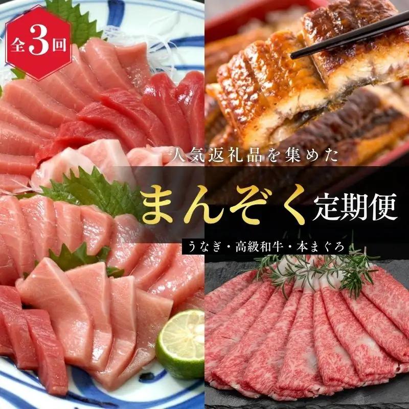定期便 まんぞく定期便 うなぎ ･ 高級和牛 ･ マグロ【tkb104】